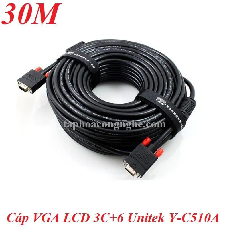 Unitek 95073 Y-C510A 3C+6 30M Màu Đen Cáp tín hiệu Vga LCD 30095073